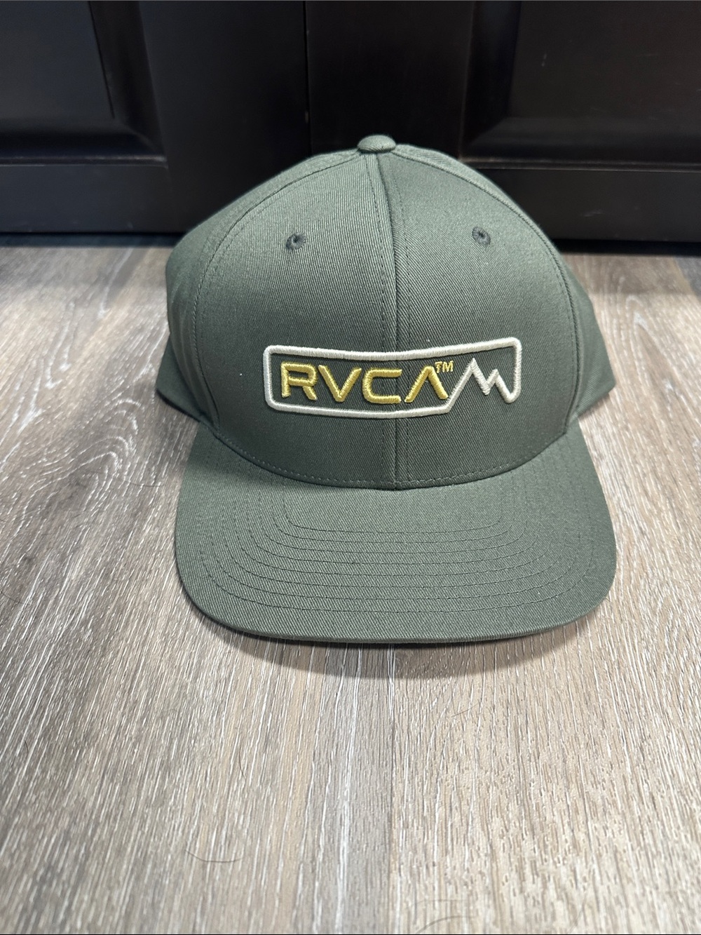 RVCA Dark Olive Snapback with Gold Embroidered Logo NWT